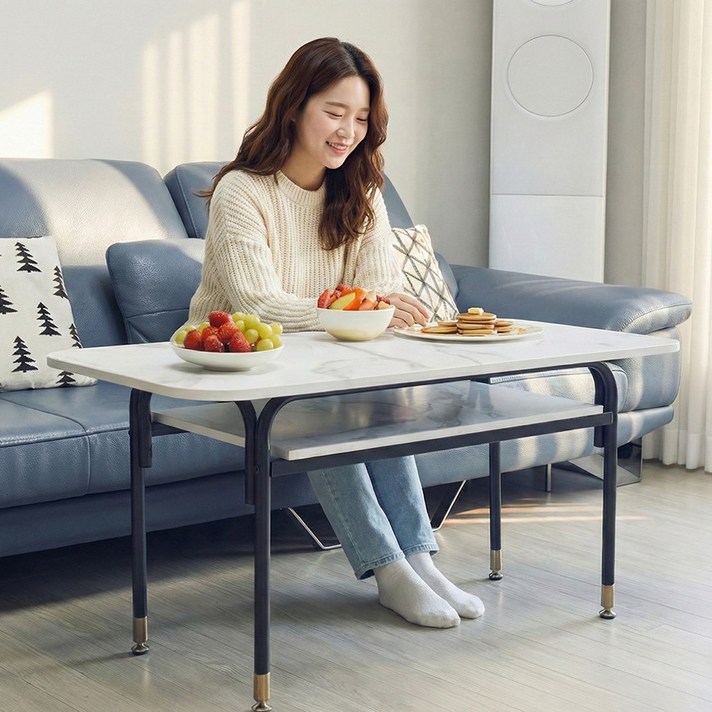 디자인블레스 거실테이블 높은 쇼파 테이블 음식섭취 홈 오피스용으로 안성맞춤, 마블색상