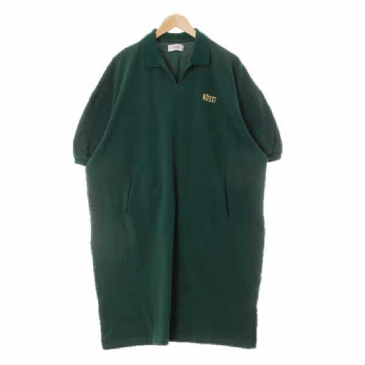 1751 스튜디오톰보이 레인포레스트그린 면 오픈카라반팔롱원피스 Free