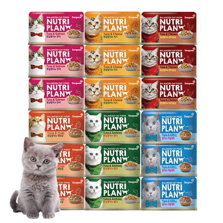 뉴트리플랜 고양이 대용량 습식캔 통조림, 48개, 160g, 흰살참치게맛살