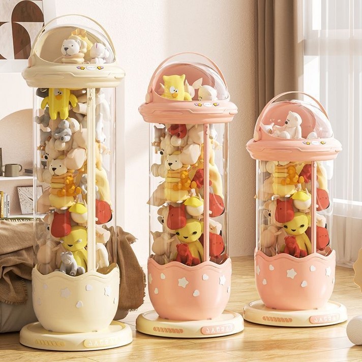 Homi Zon 일체형 인형 수납 정리함 투명 원통 귀여운 장난감 보관함 지퍼형 공간활용