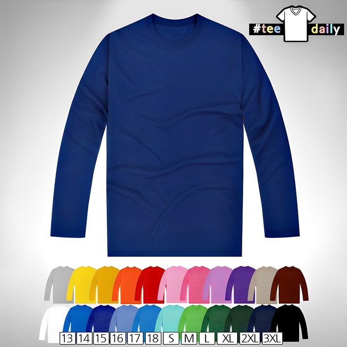 티데일리 남녀공용 30수 라운드 긴팔 티셔츠
