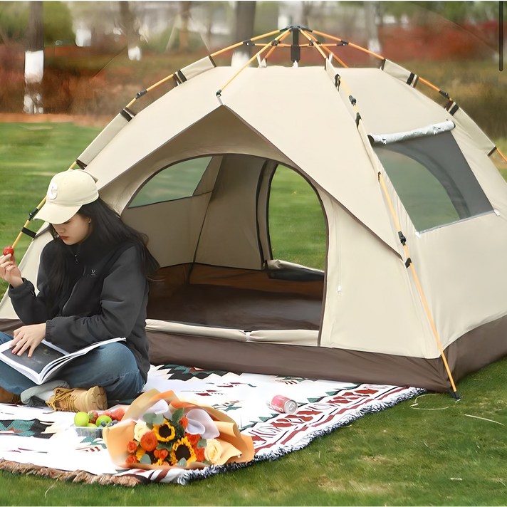 Loyeah 컴포트 원터치텐트 캠핑텐트 방수 오토 접이식 23인용 34인용 에어텐트, 23인용