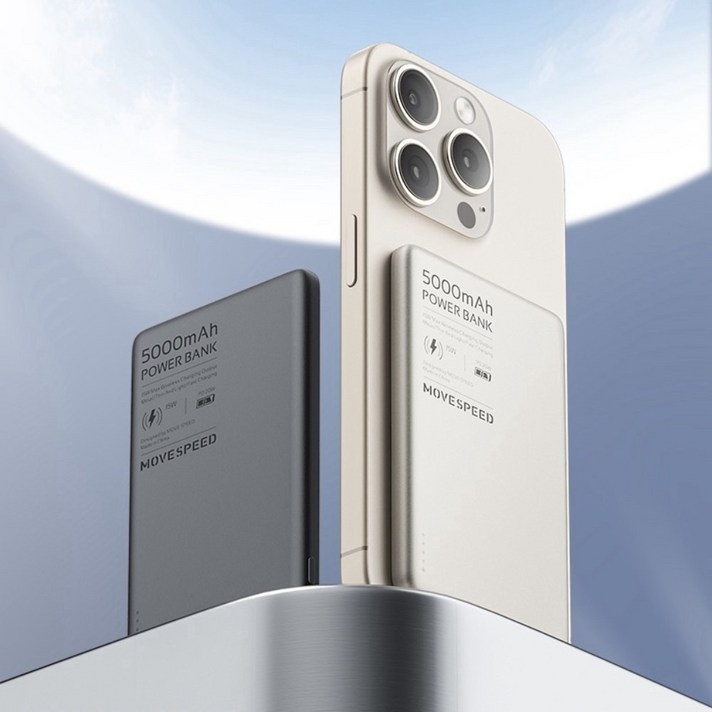 무브스피드 초슬림 초경량 5000mAh 맥세이프 보조배터리, GGMSS0502, 티타늄골드