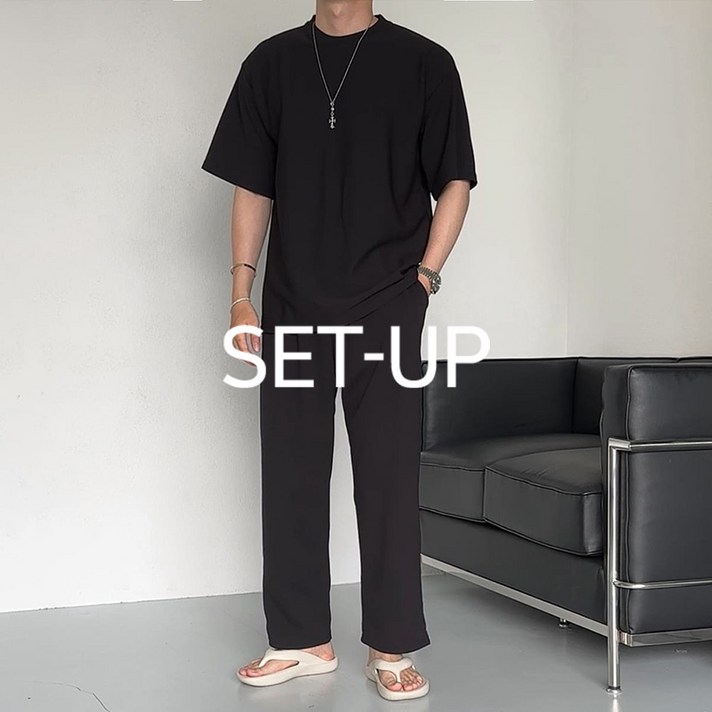 치트키 버블리 링클프리 스판 반팔티  스판 팬츠 셋업