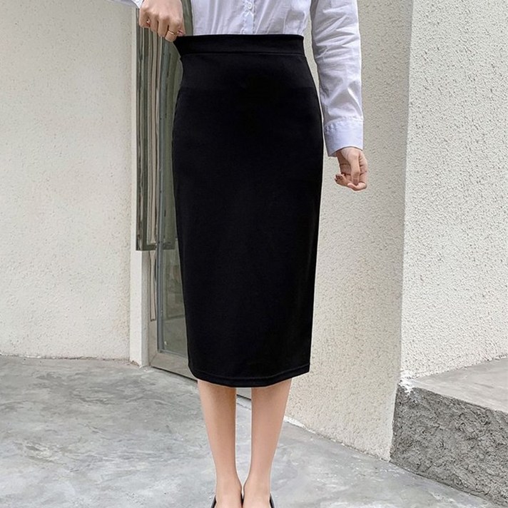 니드오브 여성 H라인 밴딩 스커트 3기장 빅사이즈 정장 치마