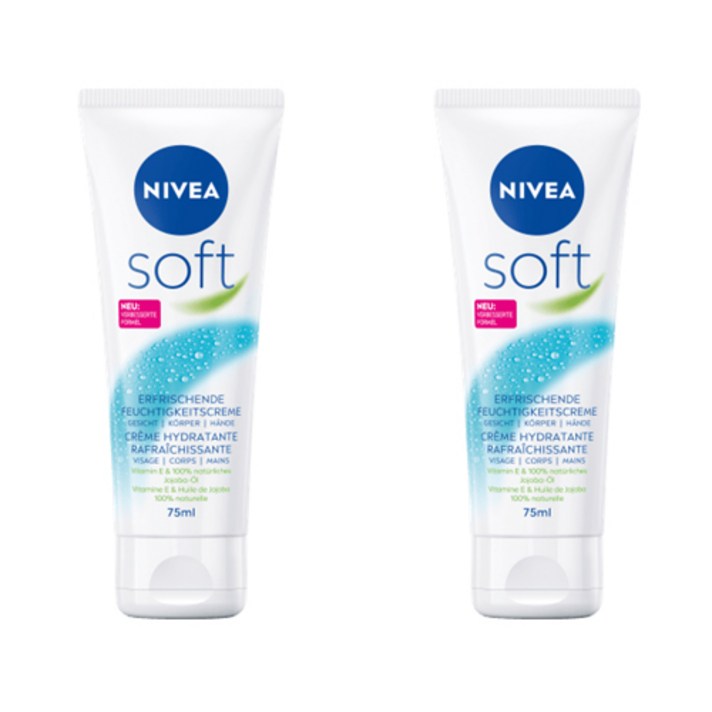 니베아 소프트 리프레싱 모이스처라이징 크림 75ml 튜브형 2개, 2개, 75ml