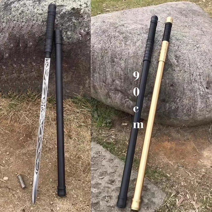 약초꾼 등산용 야생동물 호신용 지팡이 검 등산 아웃도어 휴대용 보검 둥근머리 호신 야외 미끄럼 방지 미개날