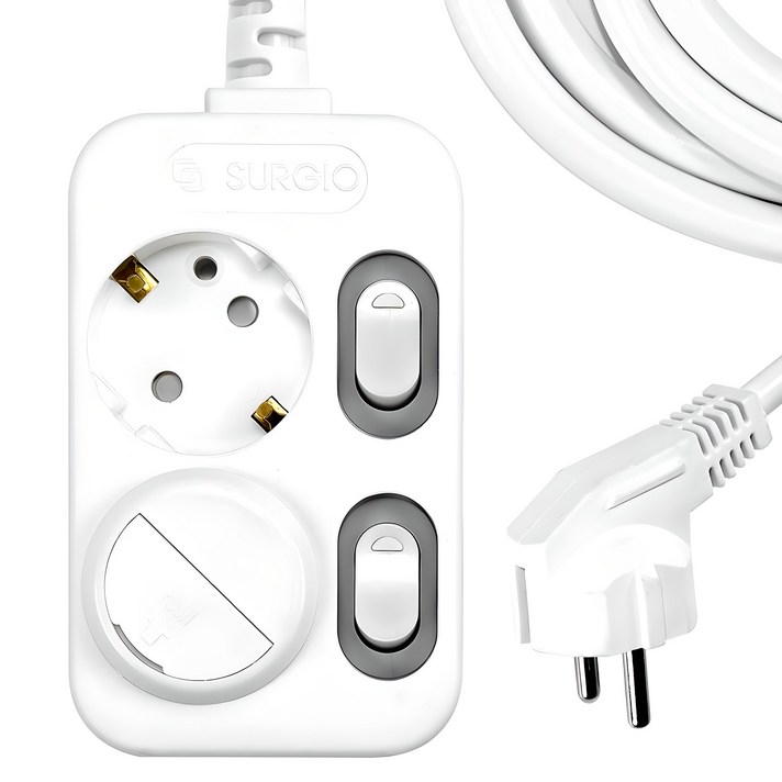 써지오 개별 멀티탭 2구 DH2029RT  안전커버 랜덤발송, 5m, 혼합색상, 1세트