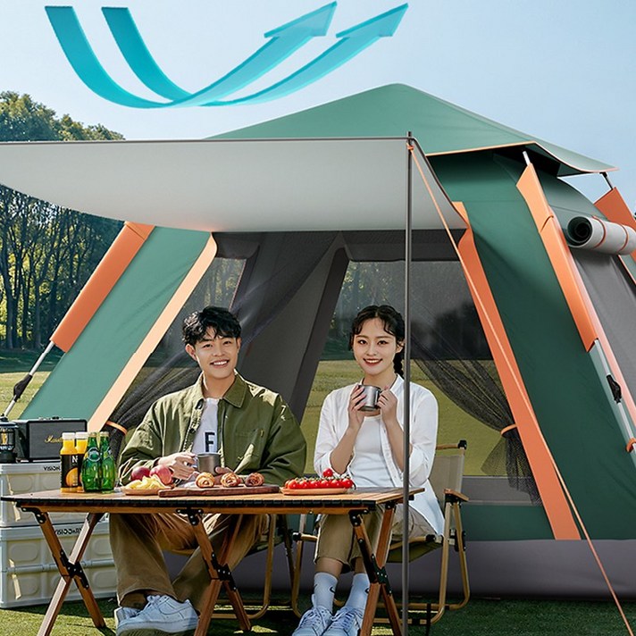 AORAN 원터치텐트 야외 캠핑4각 자외선 차단 레인 선텐트, 흑녹색킹 사이즈 AORAN 원터치텐트 야외 캠핑4각 자외선 차단 레인 선텐트, 흑녹색킹 사이즈