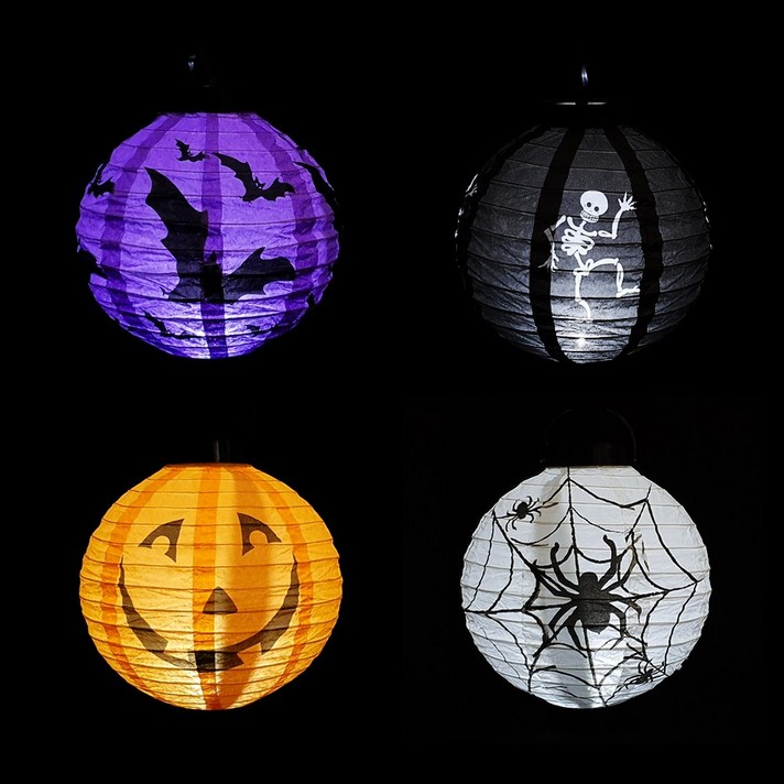 파티짱 할로윈 LED 종이등 세트 파티 조명 장식 데코