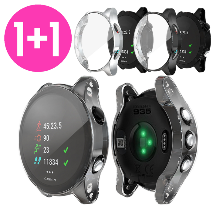 아야 11 가민 포러너 워치 935 945 호환 풀커버 젤리 케이스, 투명1실버1, 1개