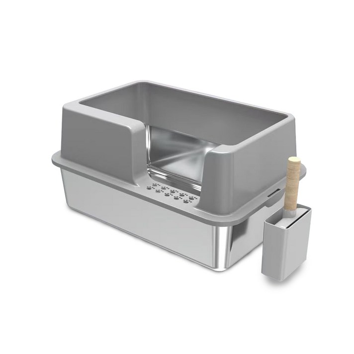 나미펫 고양이 스테인리스 B타입 개방식 대형 화장실, 1개, 그레이
