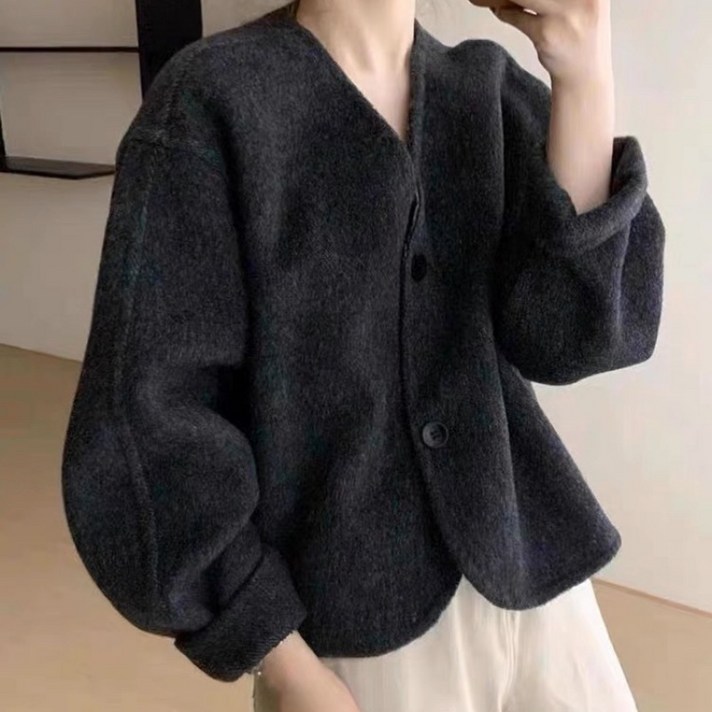 해피유통 여성 브이넥 리버시블 코트 모직 코트jh lmy