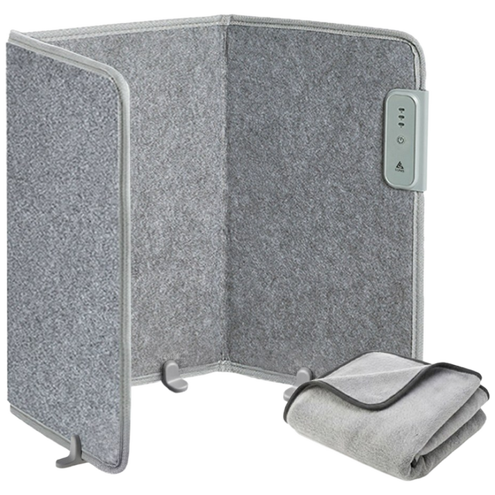 루니스 발난로 파티션 히터 무릎담요 히팅패드 전기 난로 사무실 온열기, 3면, 그레이