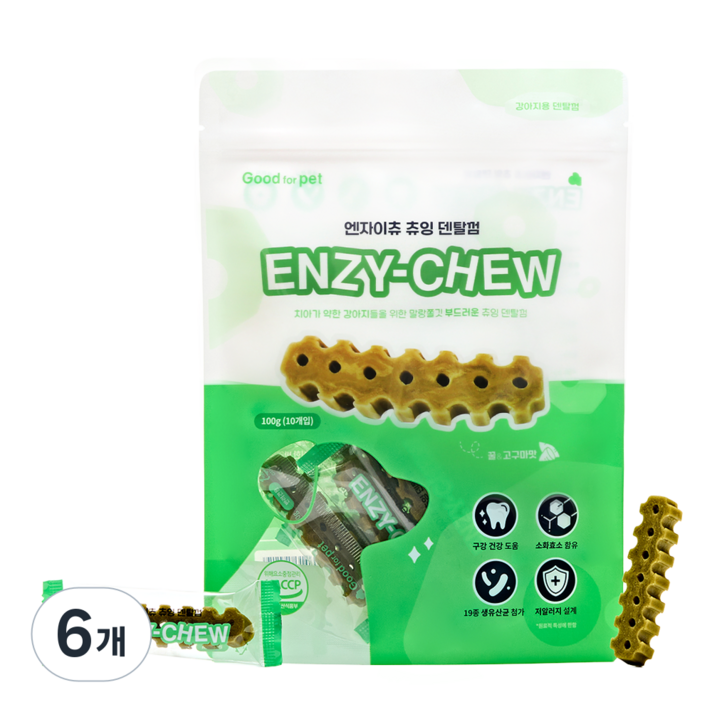 굿포펫 엔자이츄 강아지 덴탈 껌, 6개, 100g, 꿀고구마맛
