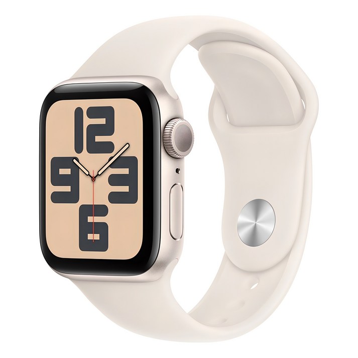 Apple 정품 2024 애플워치 SE 2세대 알루미늄 케이스, 40mm, GPS, 스타라이트  스타라이트 스포츠 밴드, ML