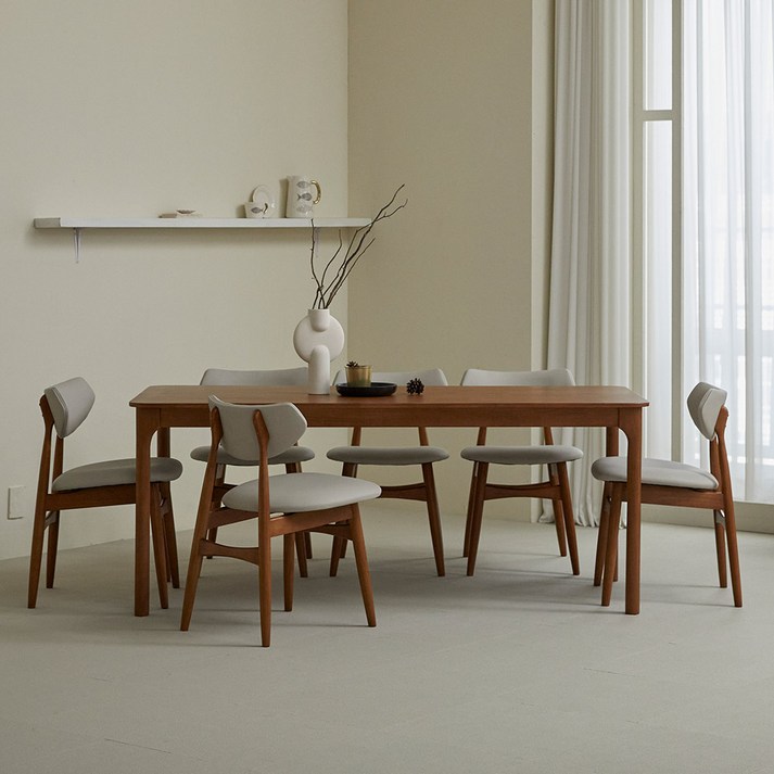 스칸딕 워즈 원목식탁 1800 + B의자 6P 6인용 방문설치, 월넛, 일반의자 6