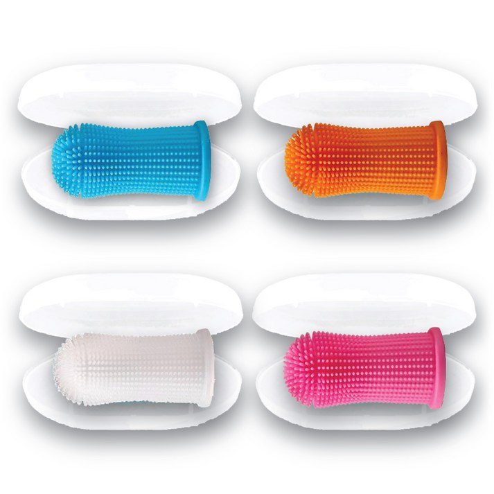 멍냥 반려동물 360도 서라운드 실리콘 칫솔 4종 세트 2.5 x 5 cm, Mixing, 1세트