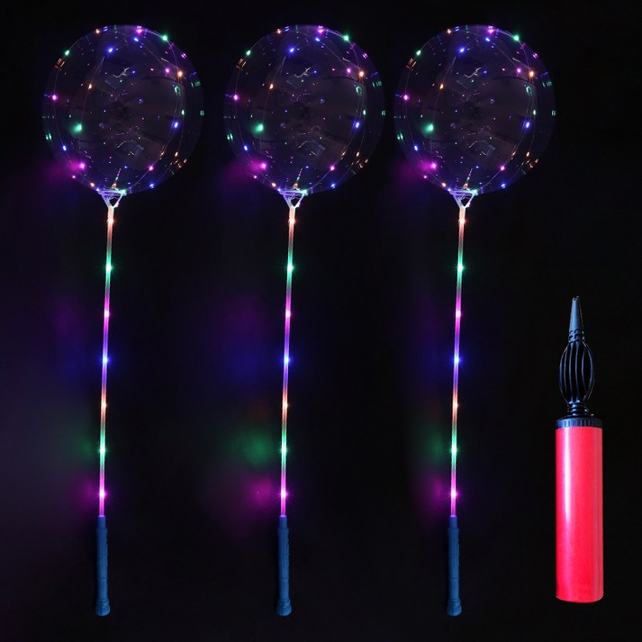 뷰라뷰 LED 풍선 야광 파티 축제 풍선세트 3p + 손펌프