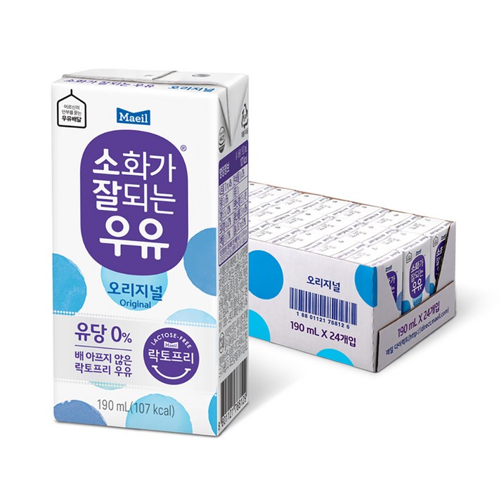 헬스/건강식품 매일 소화가 잘되는 우유, 190ml, 24개