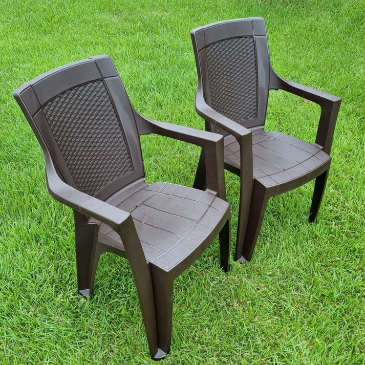 투에이산업 라탄 팔걸이 의자 2p, 브라운