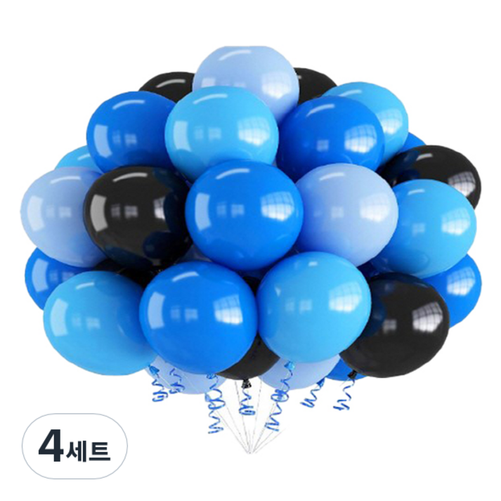 만들하비 컨페티 풍선 30p 세트, 블루블랙(랜덤발송), 4세트
