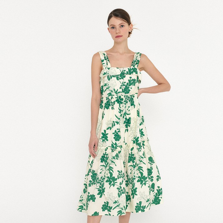 제너럴아이디어 여성용 통기성 아주르 플라워 원피스 S22D04019