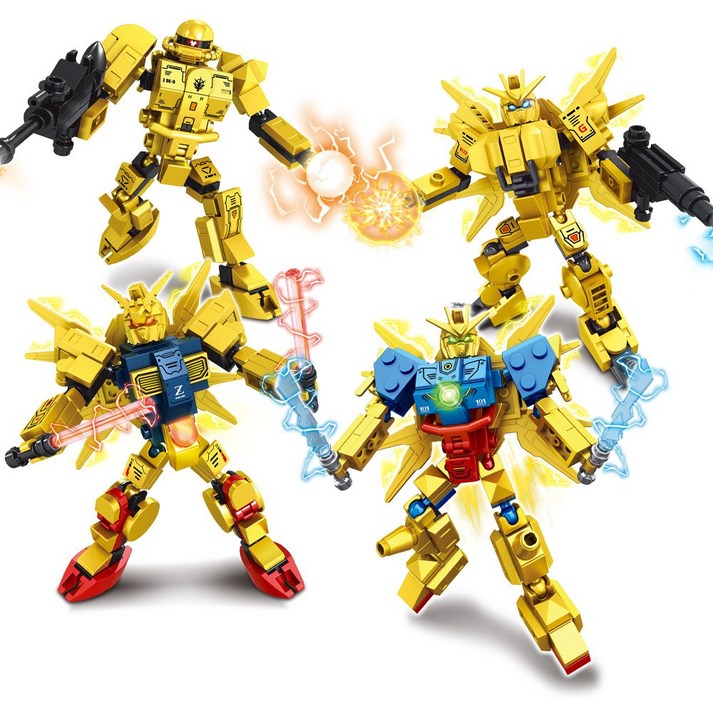 슈퍼로봇 골든 나이츠 4종 블럭 캐릭터 피규어 단체 장난감 선물, 1개