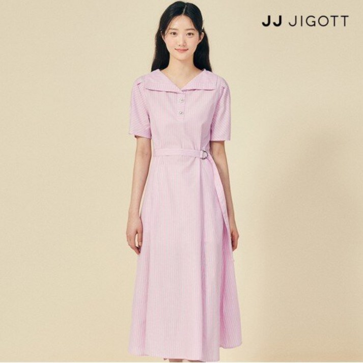 JJ지고트    스트라이프 와이드 칼라 원피스 GP5P0OP561