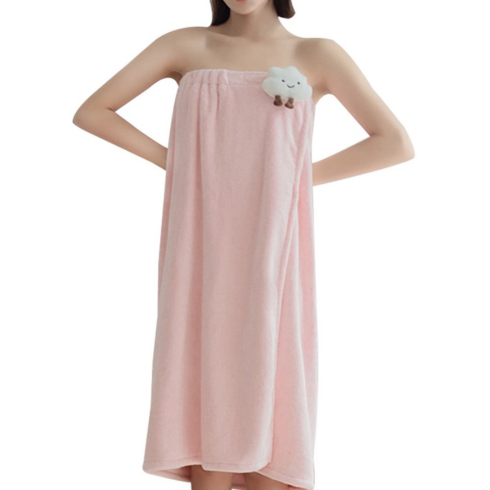 타올가운 주디앤 젤라 여성 수건 샤워 가운, 핑크구름, 1개