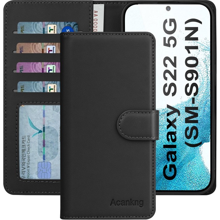아칸크 삼성 갤럭시 버디2 클래식 베이직 지갑형 카드수납 프리미엄 가죽 다이어리 휴대폰 케이스 (SM-M236L) 적용