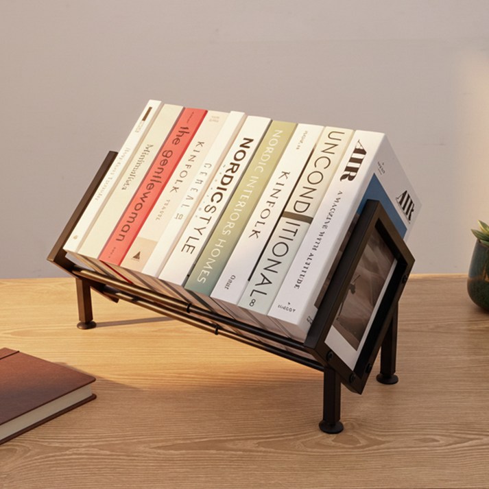 하이제이디 길이조절 철제 책꽂이 미니 북선반, 블랙, 1단