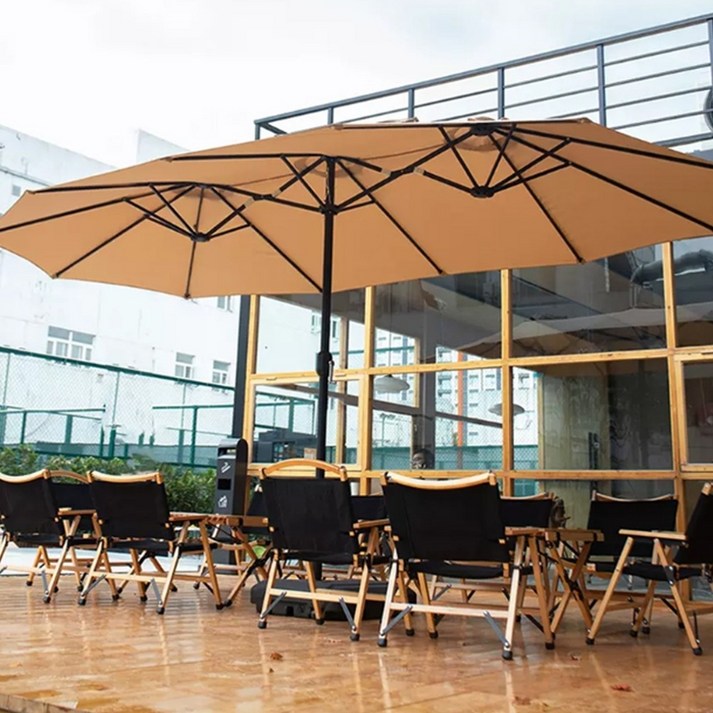 트윈 초대형파라솔 특대형 야외 방수 그늘막 물통미포함, 트윈파라솔 베이지