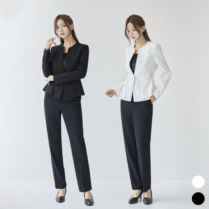 노카라 여자 바지 정장 세트 베이직 무지 일자 플레어 프릴 고급 [Y날개]
