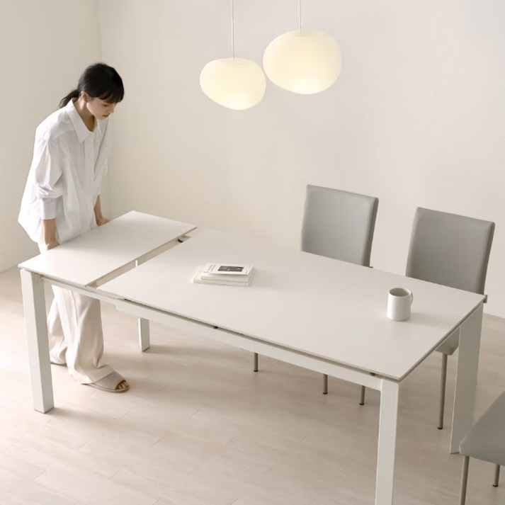 NOON 모어 세라믹 확장형 4인용 6인용 포세린 식탁 1400, 크림화이트