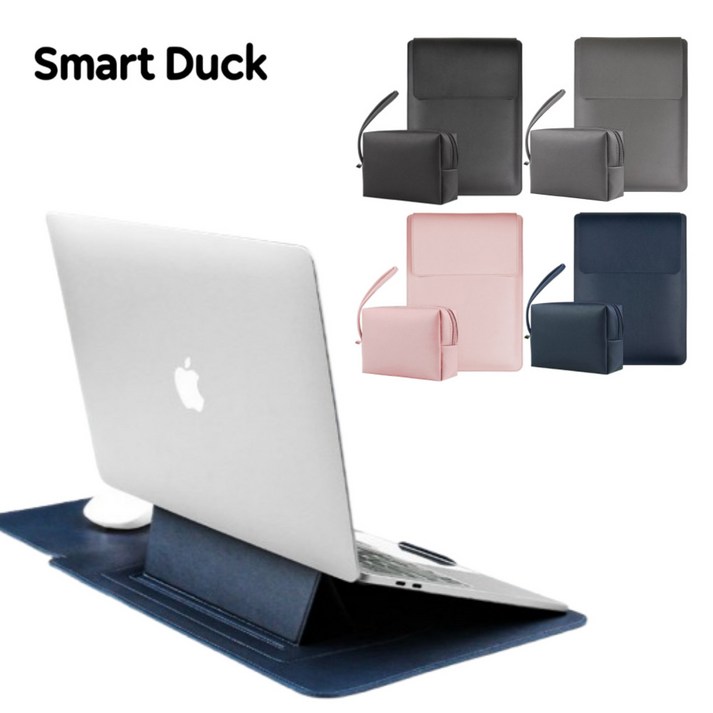스마트덕 노트북 파우치 거치대 겸용 맥북 LG그램 삼성 가방 케이스, 딥네이비