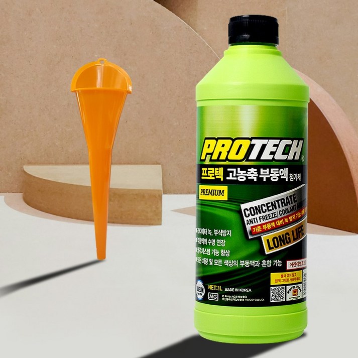 프로텍 대림기업 사계절 부동액 냉각수 첨가제 녹색 자동차 오토바이, 1L, 단일상품, 1개