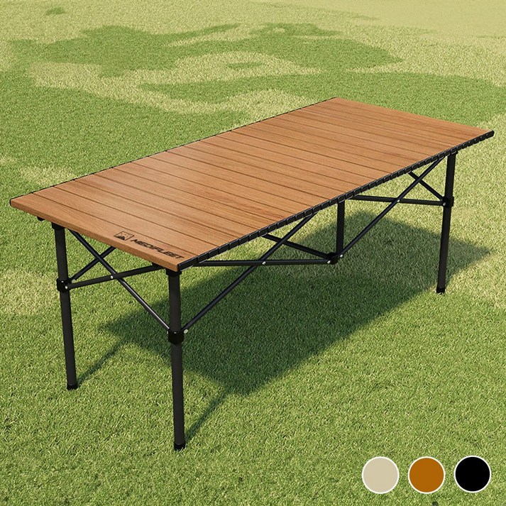 메디플릿 접이식 롤업 아웃도어 경량 캠핑 테이블, 우드