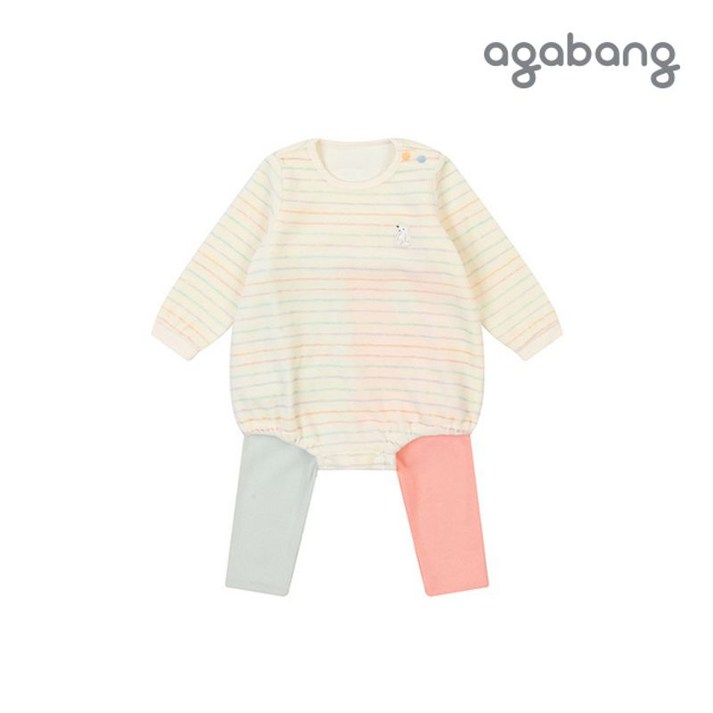 아가방 소프트 바디수트 상하 CREAM 01P71750401