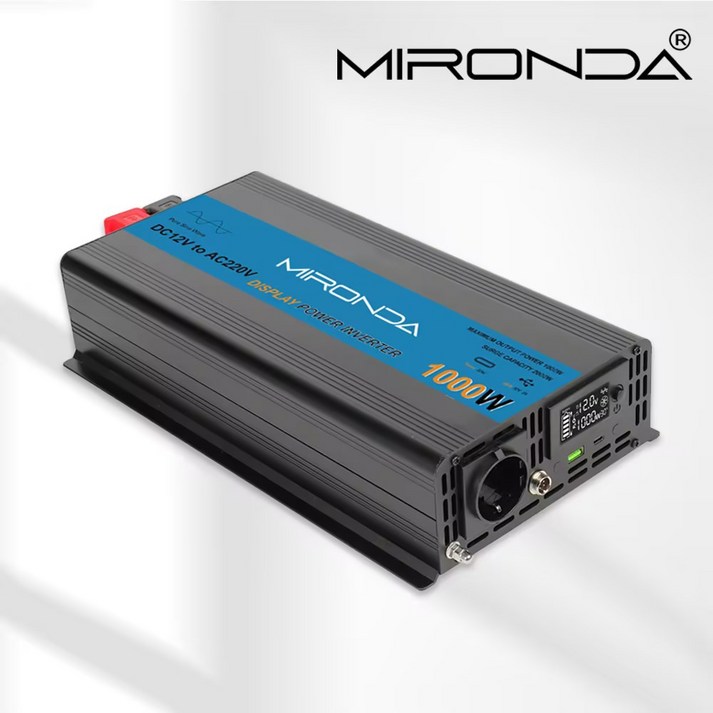 순수정현파 차량용 인버터 MIRONDA 캠핑용 차박 한국형 KC인증, 60hz 12V/24V 220V ST용량 1000W, 1개