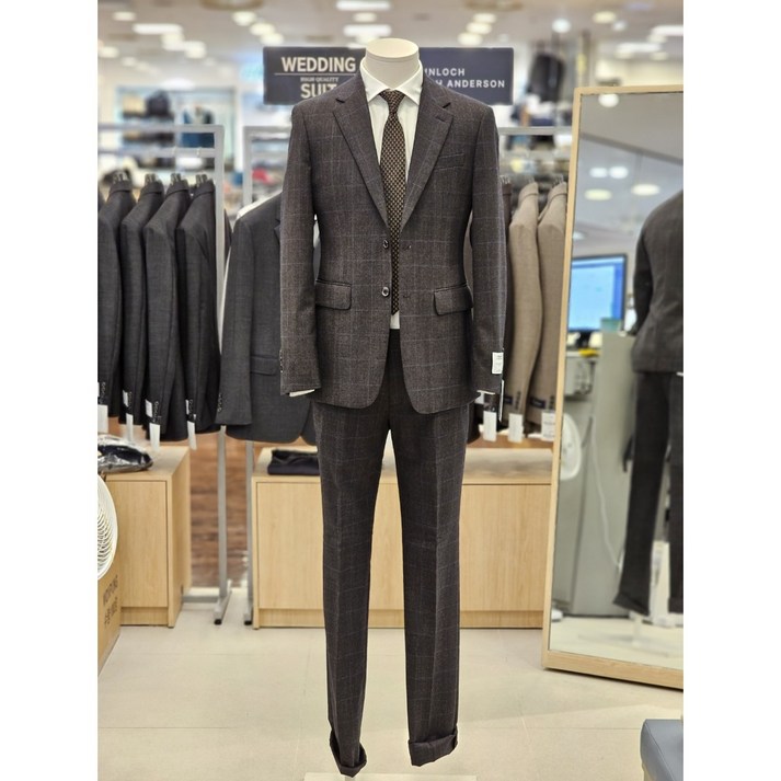 [백화점무료배송] 킨록 남성 편한 클래식 브라운 윈도우패턴 신축성 남자수트 캐주얼정장 NFIS07