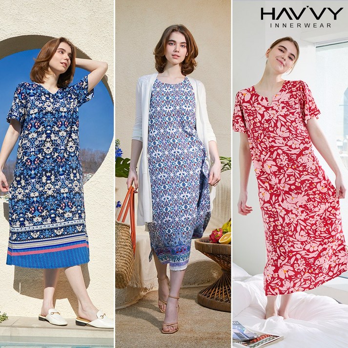 하비 인견 노브라 여름반팔 롱원피스5차 홈웨어 1종