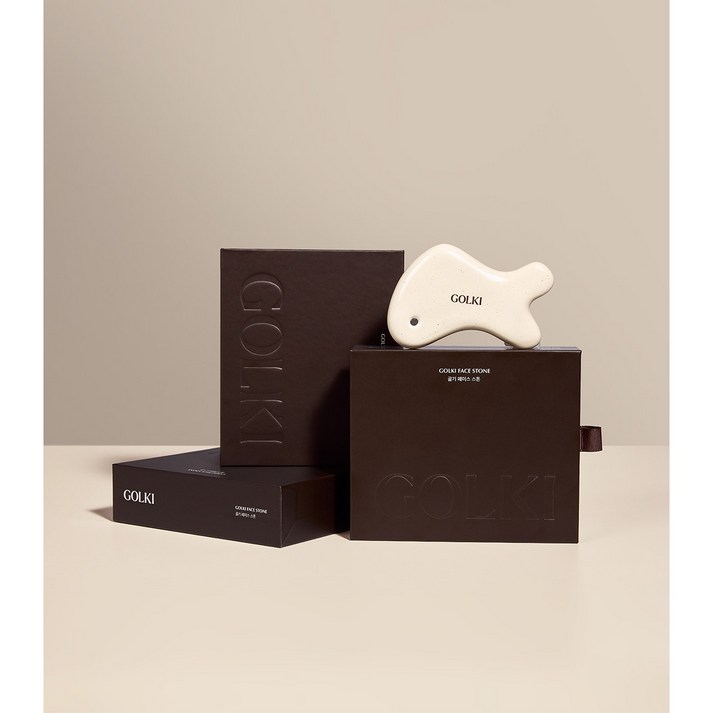 약손명가 골기 페이스 스톤 괄사 승모근 얼굴 두피 데콜테 마사지기, 베이지, 1개