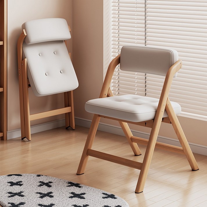 H N Quality Home 철제 접이식의자 설치불필요 공간절약 간편의자 식탁의자, 2개, 베이지