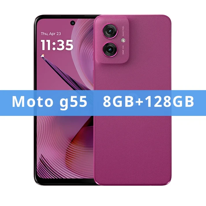 모토로라 MOTO G55 스마트폰 오리지널 글로벌롬 6.5인치 120Hz 디스플레이 미디어텍 디멘시티 7025 CPU 256