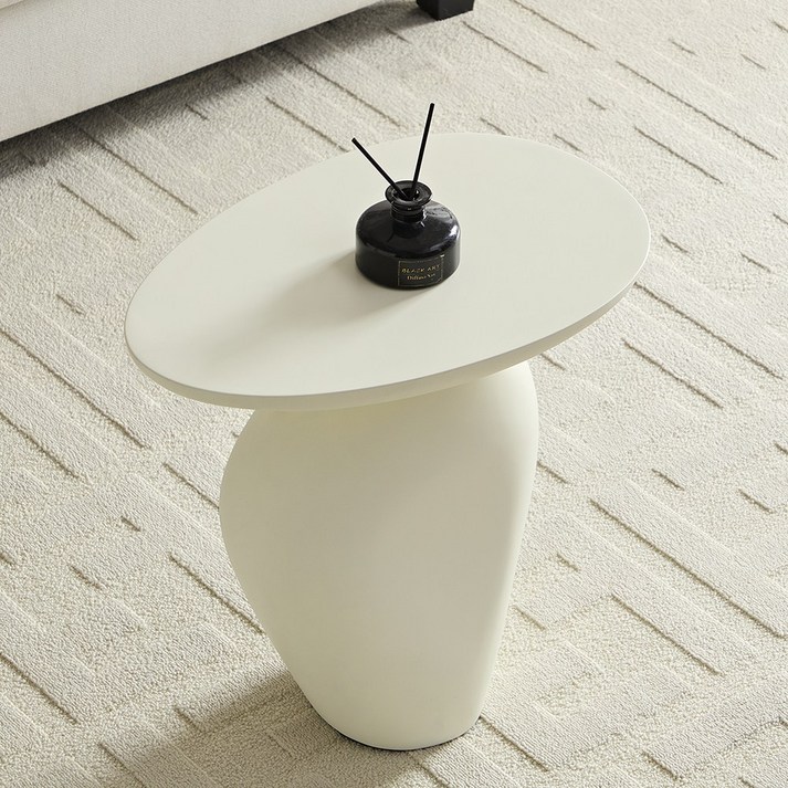 하조이 차집풍 화이트 조약돌 소파 사이드테이블 거실 테이블 감각적 디자인 인테리어 가구, 화이트 스크럽면