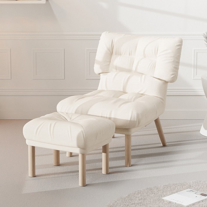 낮잠 수면 독서 의자 암체어 1인용 안락 수유 의자, 아이보리