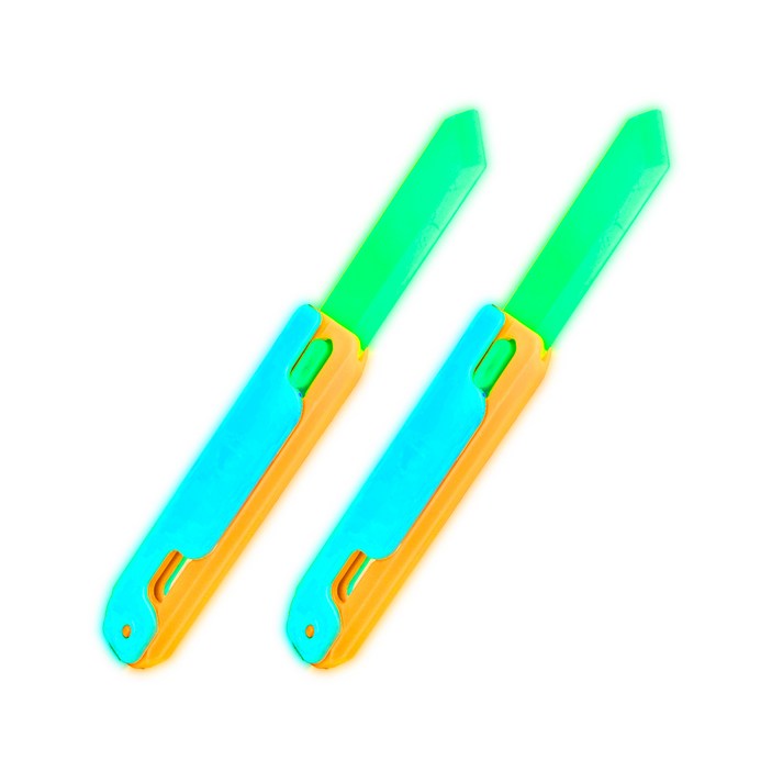 위트렌드 정품 토이나이프 3D 야광 LED 투명 세트 피젯 장난감 당근칼, 롱 토이나이프 블루핑크11세트