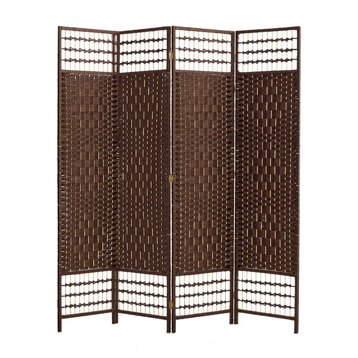 요고바라 라탄 인테리어 파티션 원목 가리개 이동식 가림막, 커피