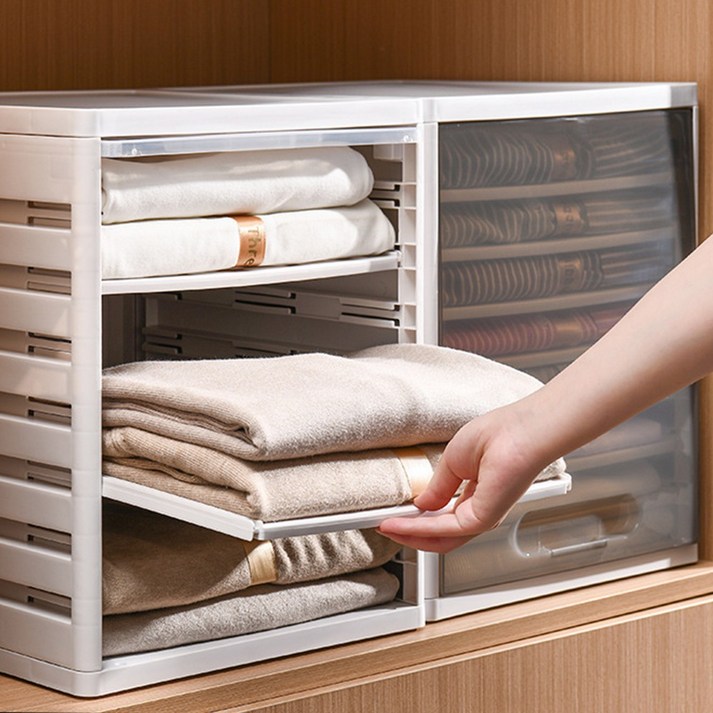 무타공마켓 2세대 칸조절 옷 정리 트레이 정리함, 1개, 화이트 8칸(칸막이 7개)